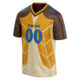 Custom Unisex Brown & Yellow Pattern Football Jersey