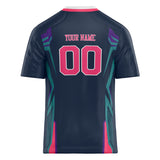 Custom Unisex Navy & Pink Pattern Football Jersey