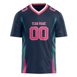 Custom Unisex Navy & Pink Pattern Football Jersey