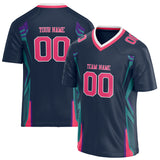 Custom Unisex Navy & Pink Pattern Football Jersey