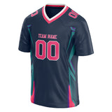 Custom Unisex Navy & Pink Pattern Football Jersey