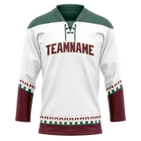 Custom White & Dark Aqua Colors Design Sports Hockey Jersey HK01AC020216