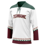 Custom White & Dark Aqua Colors Design Sports Hockey Jersey HK01AC020216