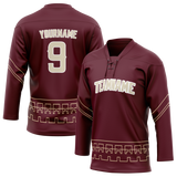 Custom Maroon & Gold Colors Design Sports Hockey Jersey HK01AC030813