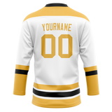 Custom White & Yellow Colors Design Sports Hockey Jersey HK01BB010212