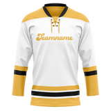 Custom White & Yellow Colors Design Sports Hockey Jersey HK01BB010212