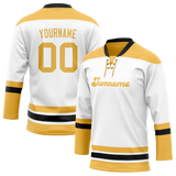 Custom White & Yellow Colors Design Sports Hockey Jersey