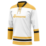 Custom White & Yellow Colors Design Sports Hockey Jersey HK01BB010212