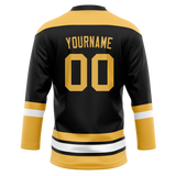 Custom Black & Yellow Colors Design Sports Hockey Jersey HK01BB020112