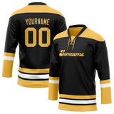 Custom Black & Yellow Colors Design Sports Hockey Jersey