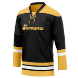 Custom Black & Yellow Colors Design Sports Hockey Jersey HK01BB020112