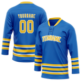 Custom Blue & Yellow Colors Design Sports Hockey Jersey