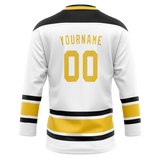 Custom White & Yellow Colors Design Sports Hockey Jersey HK01BS020212