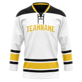 Custom White & Yellow Colors Design Sports Hockey Jersey HK01BS020212