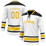 Custom White & Yellow Colors Design Sports Hockey Jersey HK01BS020212