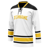 Custom White & Yellow Colors Design Sports Hockey Jersey HK01BS020212