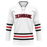 Custom White & Red Colors Design Sports Hockey Jersey HK01CB020209