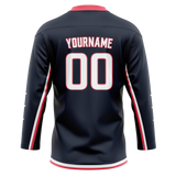 Custom Navy Blue & Maroon Colors Design Sports Hockey Jersey HK01CBJ011808