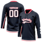 Custom Navy Blue & Maroon Colors Design Sports Hockey Jersey