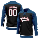 Custom Blue & Black Colors Design Sports Hockey Jersey