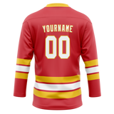 Custom Red & Yellow Colors Design Sports Hockey Jersey HK01CF010912