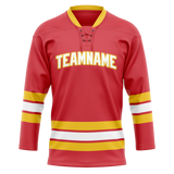 Custom Red & Yellow Colors Design Sports Hockey Jersey HK01CF010912