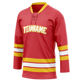 Custom Red & Yellow Colors Design Sports Hockey Jersey HK01CF010912