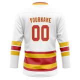 Custom White & Red Colors Design Sports Hockey Jersey HK01CF020209