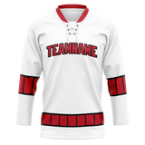 Custom White & Maroon Colors Design Sports Hockey Jersey HK01CH010208