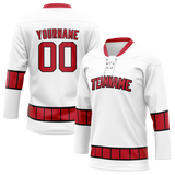 Custom White & Maroon Colors Design Sports Hockey Jersey