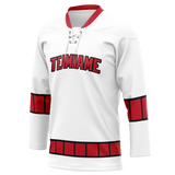 Custom White & Maroon Colors Design Sports Hockey Jersey HK01CH010208