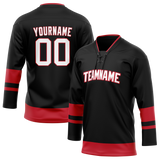 Custom Black & Red Colors Design Sports Hockey Jersey