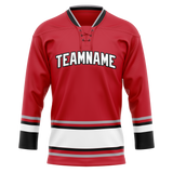 Custom Red & White Colors Design Sports Hockey Jersey HK01CH030902