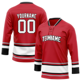 Custom Red & White Colors Design Sports Hockey Jersey HK01CH030902