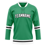 Custom Green & White Colors Design Sports Hockey Jersey HK01DS011402