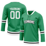 Custom Green & White Colors Design Sports Hockey Jersey