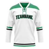 Custom White & Green Colors Design Sports Hockey Jersey HK01DS020214