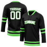 Custom White & Green Colors Design Sports Hockey Jersey