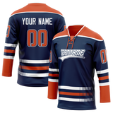 Custom Navy Blue & Navy Blue Colors Design Sports Hockey Jersey HK01EO011818