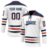 Custom White & White Colors Design Sports Hockey Jersey