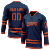 Custom Navy Blue & Navy Blue Colors Design Sports Hockey Jersey HK01EO031818