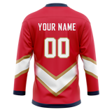 Custom Red & White Colors Design Sports Hockey Jersey HK01FP010902