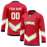 Custom Red & White Colors Design Sports Hockey Jersey HK01FP010902