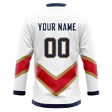 Custom White & Red Colors Design Sports Hockey Jersey HK01FP020209