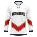 Custom White & Red Colors Design Sports Hockey Jersey HK01FP020209