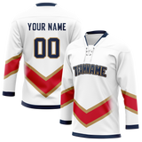 Custom White & Red Colors Design Sports Hockey Jersey