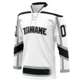 Custom White & Gray Colors Design Sports Hockey Jersey HK01LAK020203