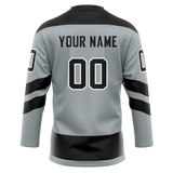 Custom Gray & Black Colors Design Sports Hockey Jersey HK01LAK030301