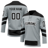 Custom Gray & Black Colors Design Sports Hockey Jersey