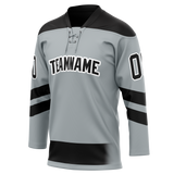 Custom Gray & Black Colors Design Sports Hockey Jersey HK01LAK030301